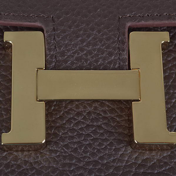 Cheap Fake Hermes Constance Long Wallets Brown Calfskin Leather Gold - Click Image to Close